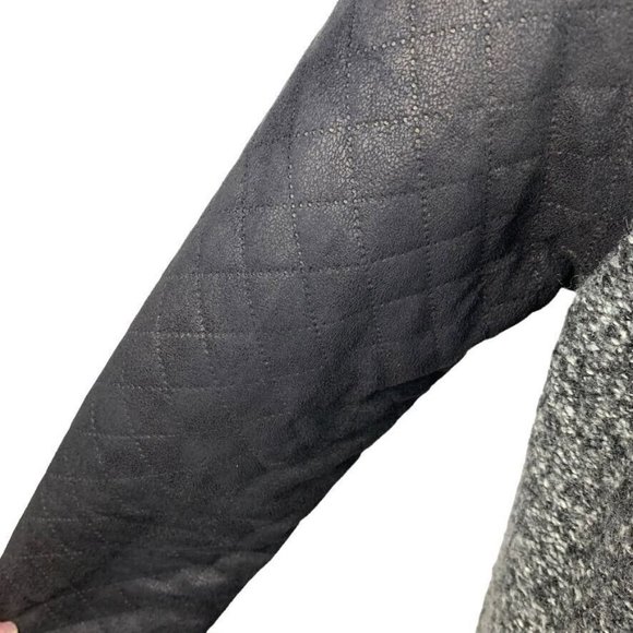 Kikit Marled Open Front Cardigan Sweater Black White Grey Embossed Sleeve M - Picture 4 of 9